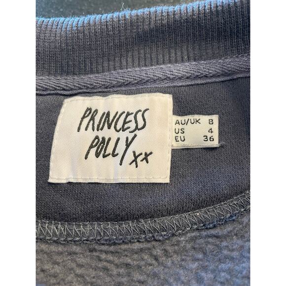 Princess Polly slate/eggshell Bubble text Dream fleece SMALL crewneck Sweatshirt - Picture 3 of 10